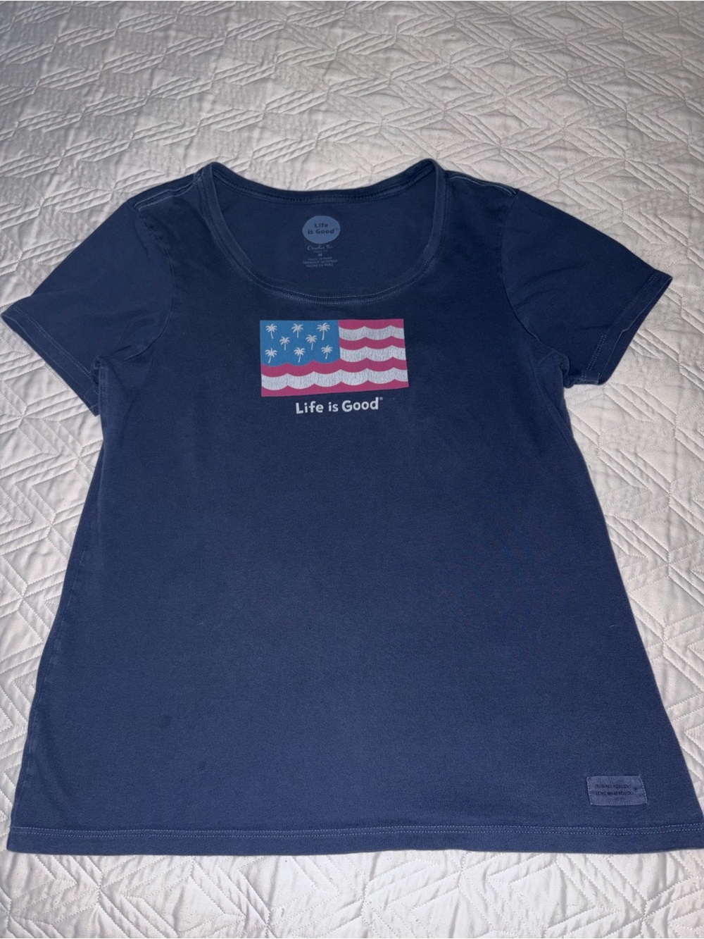 Life Is Good Navy Blue Short-Sleeve Flag Graphic Crusher Tee M